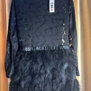 CBR Black Mini Sheath Dress with Crew Neck